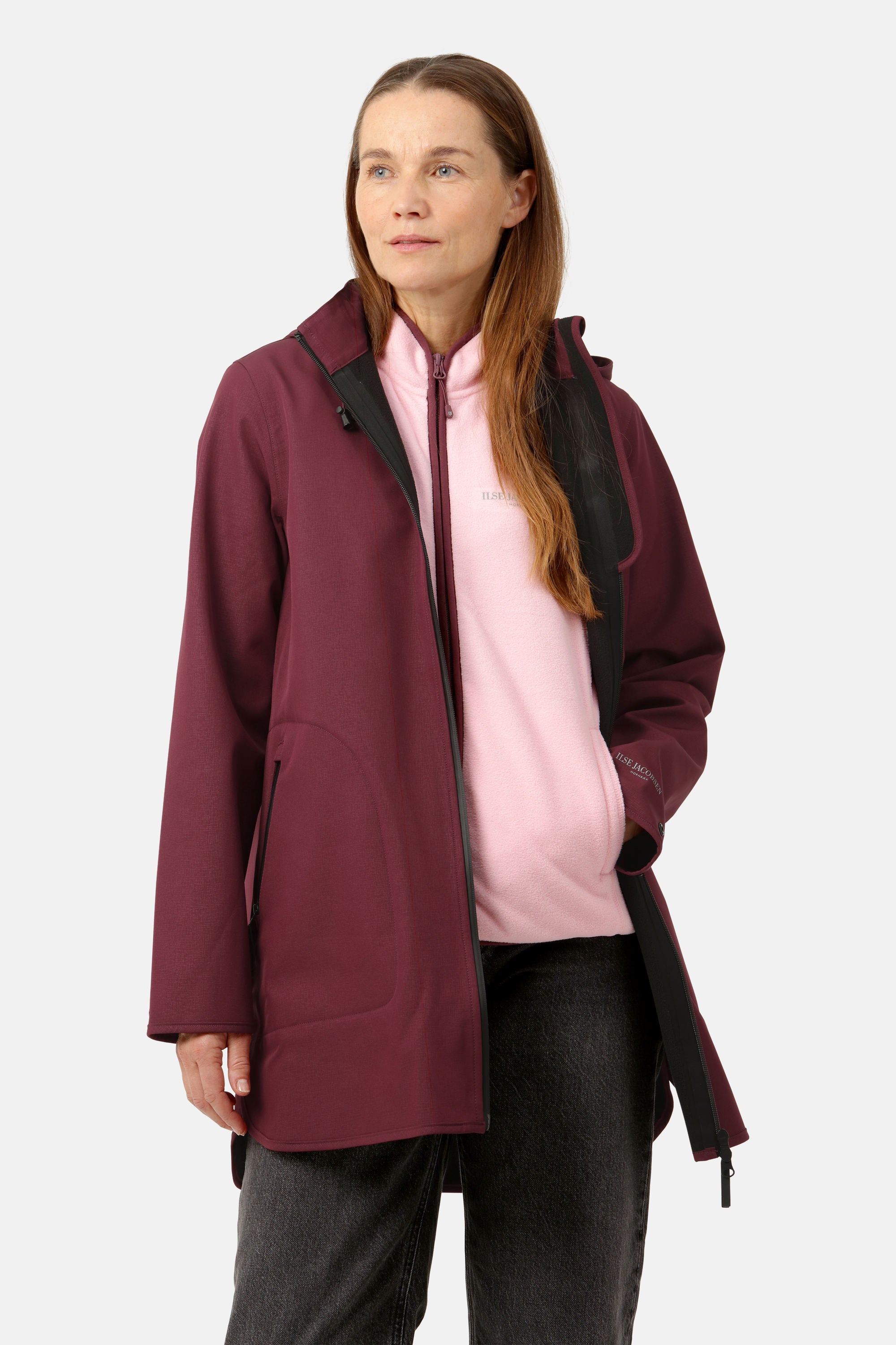 Softshell Raincoat A-line - Maroon Banner